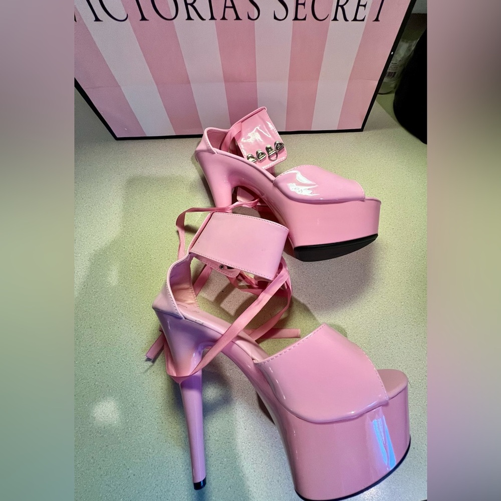 New Y2k Pleaser Barbie Pink Stripper Dancer PlatformHeels Corset Boudoir 41 10